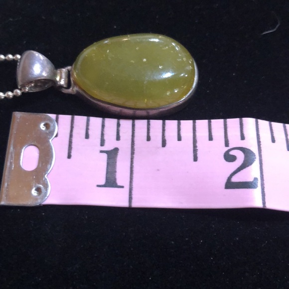 925 Olive Opal Pendant & Chain - Picture 5 of 11